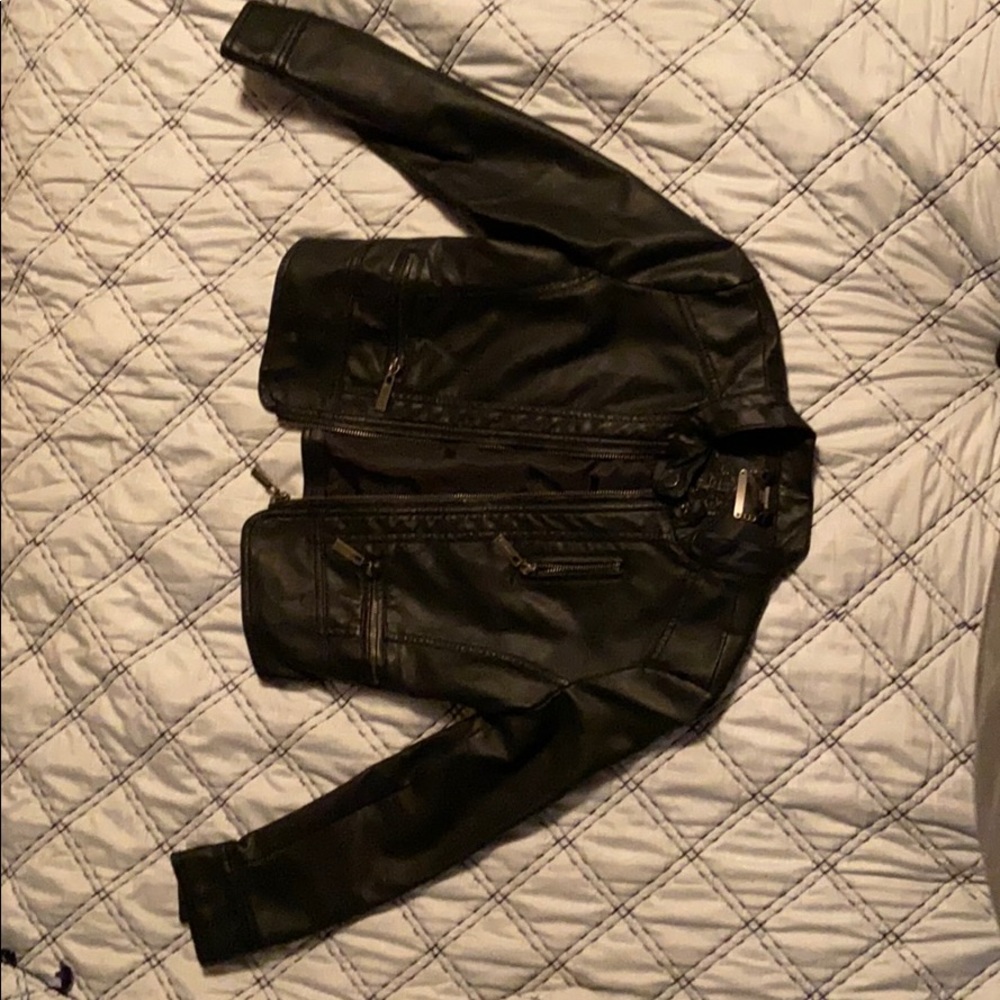 Black cozy leather jacket for kids!